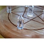 Large Wooden Crystal Healing Grid with Six Quartz Points